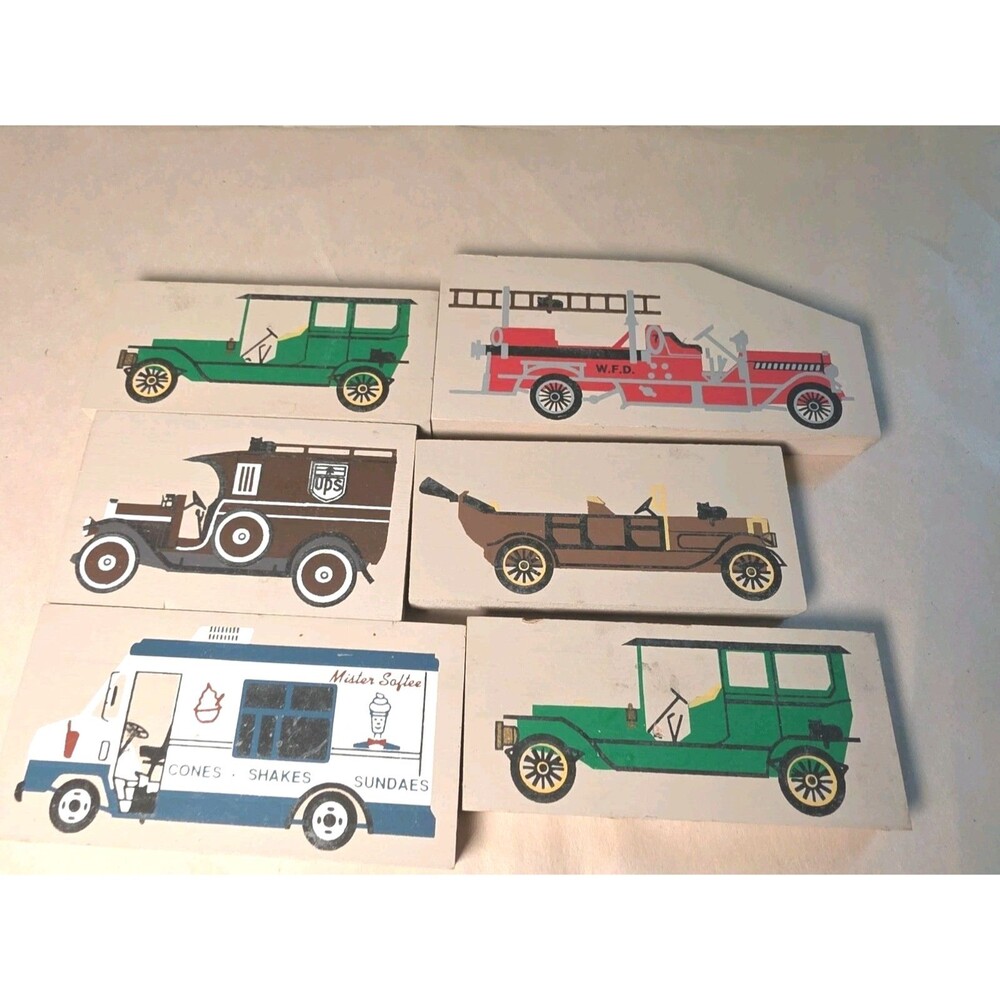 Vintage The Cats Meow Village 6pc Antique Cars Lot